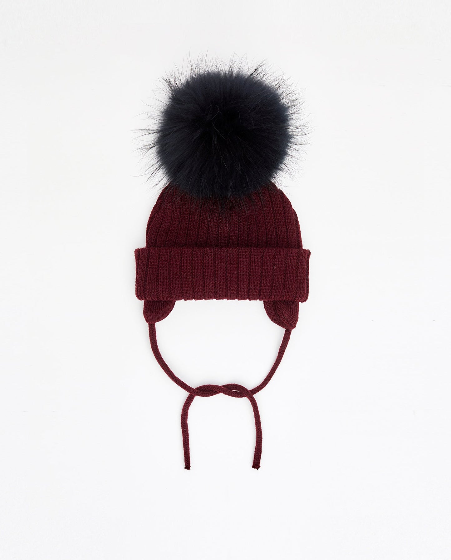 Tuque Enfant Doublée avec Cordons Bourgogne