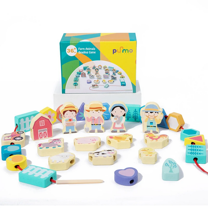 Colorful Bead Stacking Game, Engaging Threading Activity