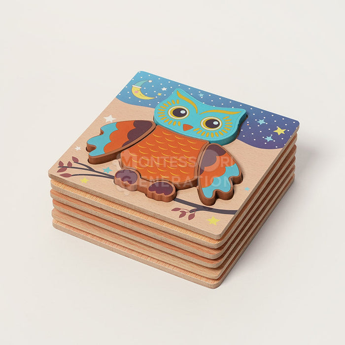 Wooden Animal Puzzle Set for Kids with Illustrated Designs