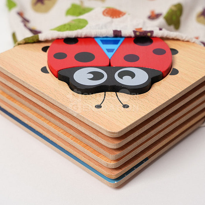 Wooden Animal Puzzle Set for Kids with Illustrated Designs