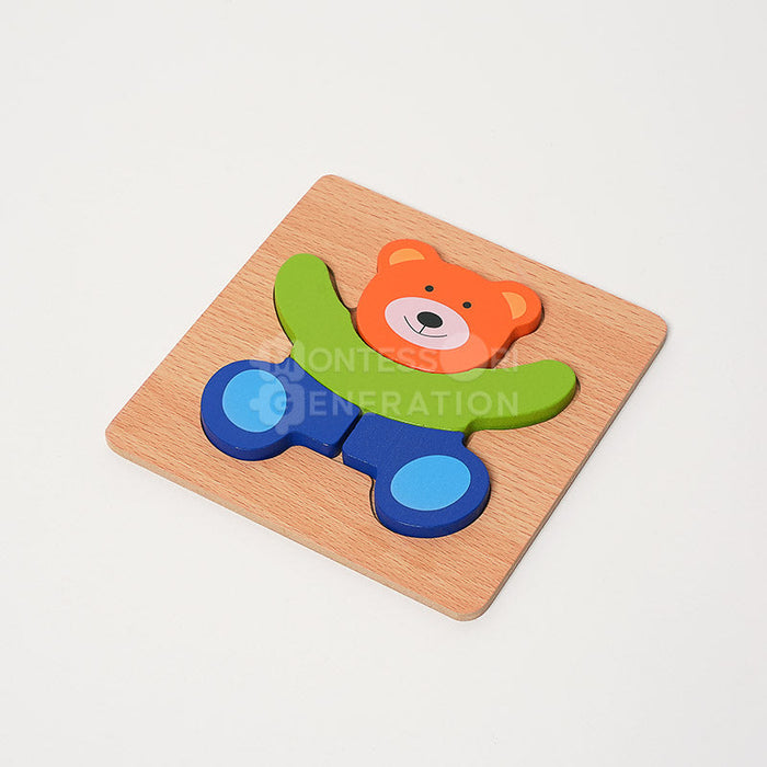 Wooden Animal Puzzle Set for Kids with Illustrated Designs