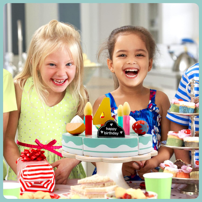 Educational wooden kitchen set, fun cake accessories