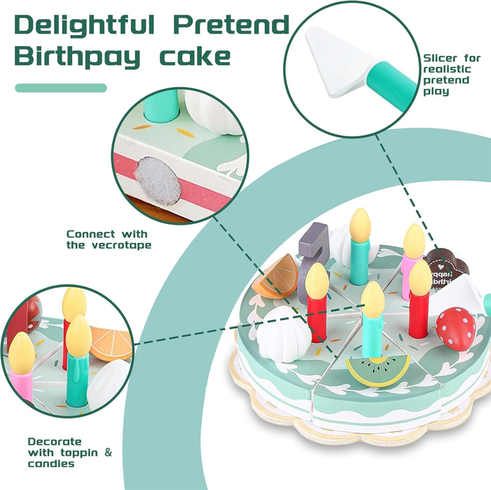 Educational wooden kitchen set, fun cake accessories