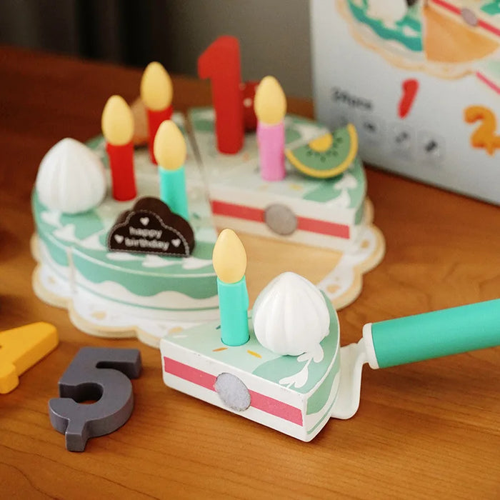 Educational wooden kitchen set, fun cake accessories
