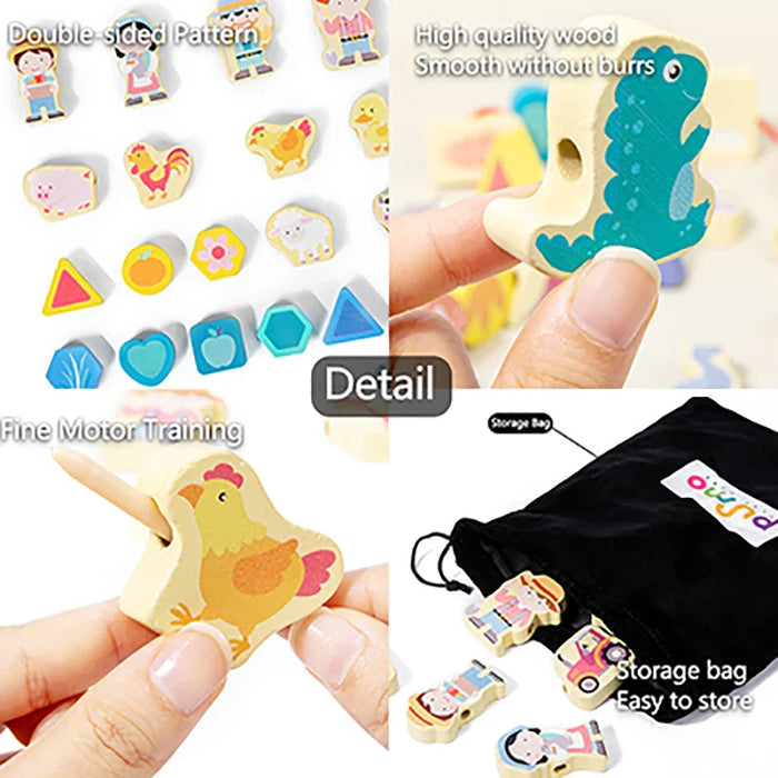 Colorful Bead Stacking Game, Engaging Threading Activity