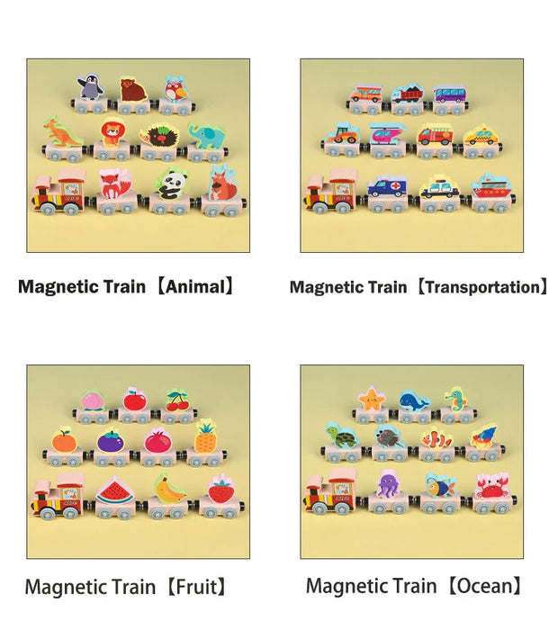 Colorful Wooden Train Set, Shape Learning