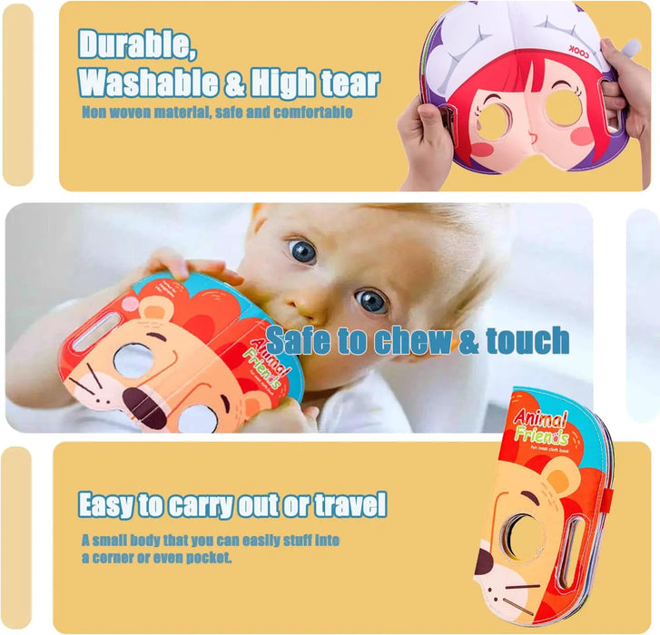 Colorful Fabric Mask Book for Infants, Engaging Learning Tool