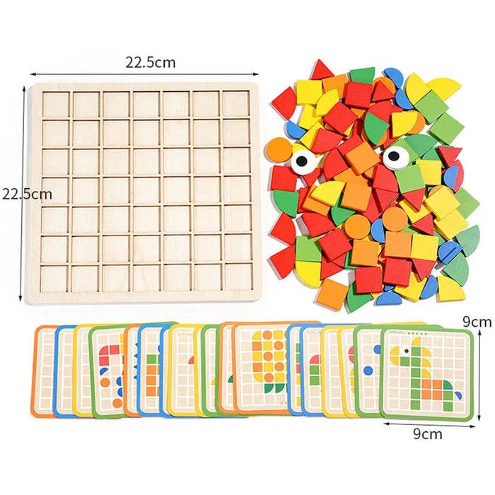 Natural Wood Pattern Puzzle, Engaging Educational Toy