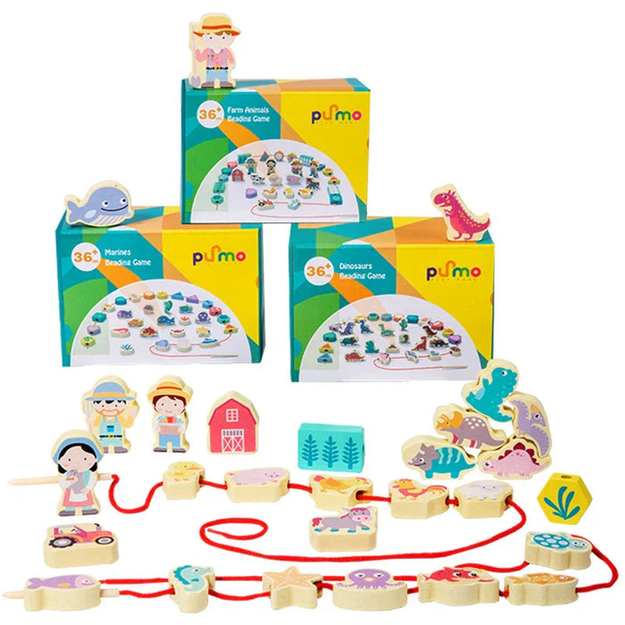 Colorful Bead Stacking Game, Engaging Threading Activity
