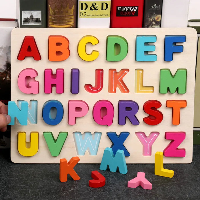 Colorful Wooden Educational Toy, Engaging 3D Letter Puzzle