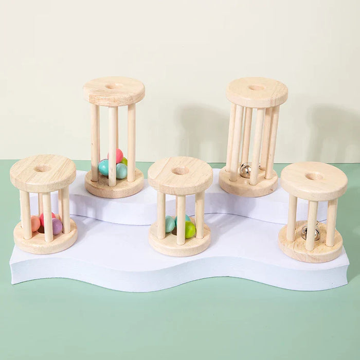 Colorful Wooden Rattle, Engaging Roller Design