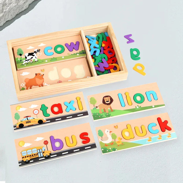 Engaging Wooden Puzzle, Educational Spelling Activity