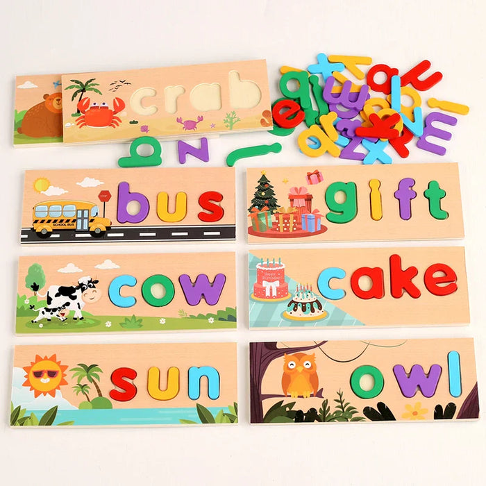 Engaging Wooden Puzzle, Educational Spelling Activity
