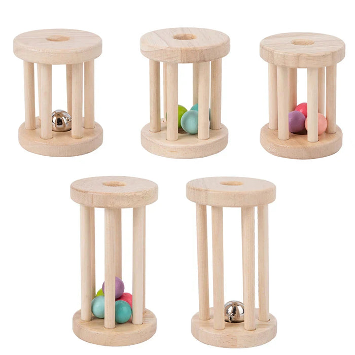 Colorful Wooden Rattle, Engaging Roller Design