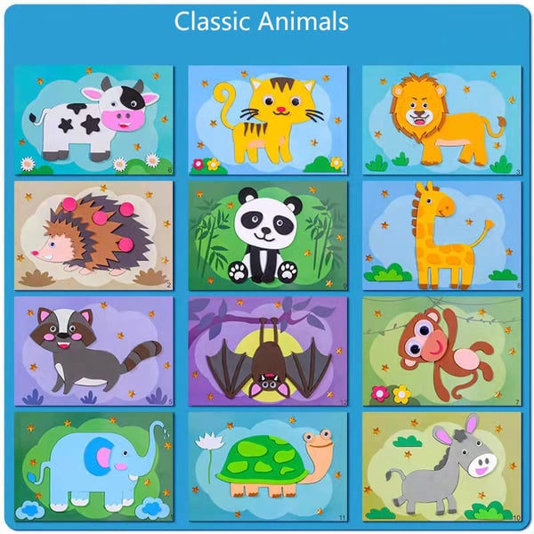 Vibrant 3D Sticker Set, Fantasy Animal Designs
