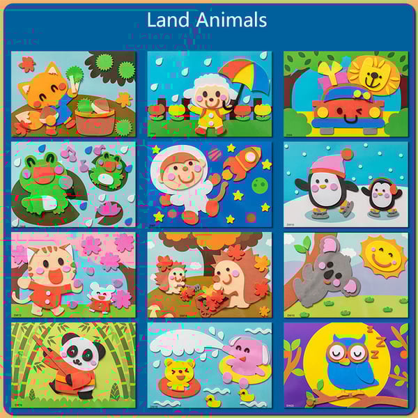 Vibrant 3D Sticker Set, Fantasy Animal Designs