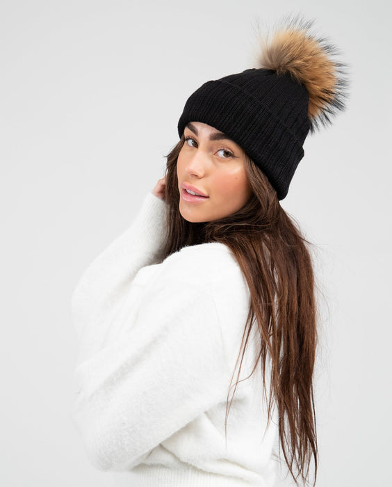 Tuque Adulte Doublée | Adult Knit Beanie NOIR - Mpompon