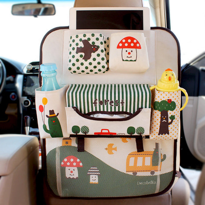 Children's Car Organizer with Tablet and Bottle Holder, Practical Design