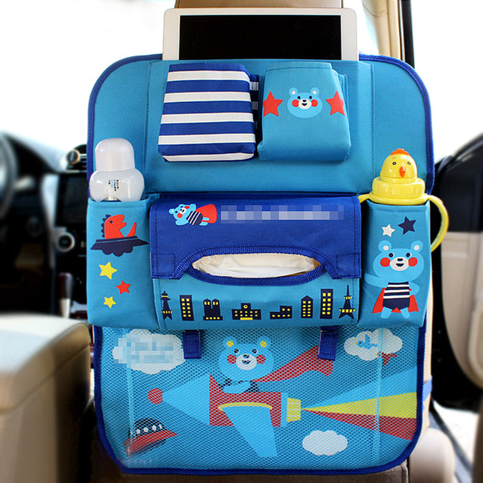 Children's Car Organizer with Tablet and Bottle Holder, Practical Design