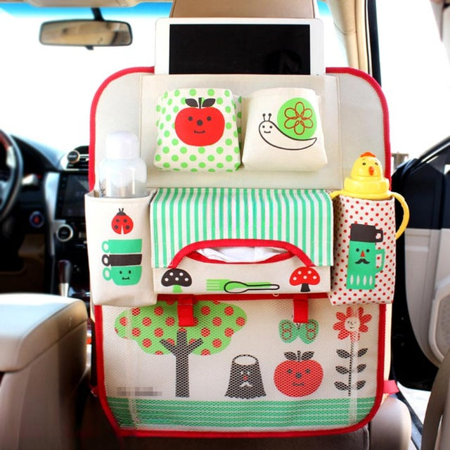 Children's Car Organizer with Tablet and Bottle Holder, Practical Design