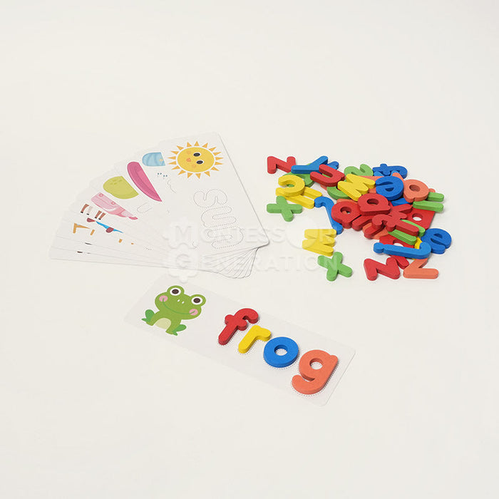 Wooden Letter Matching Toy for Kids with Colorful Cards